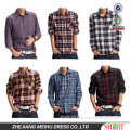 2016 Tailored fit 100%Cotton Elegant Blue Flannel Plaids style shirt with long sleeve